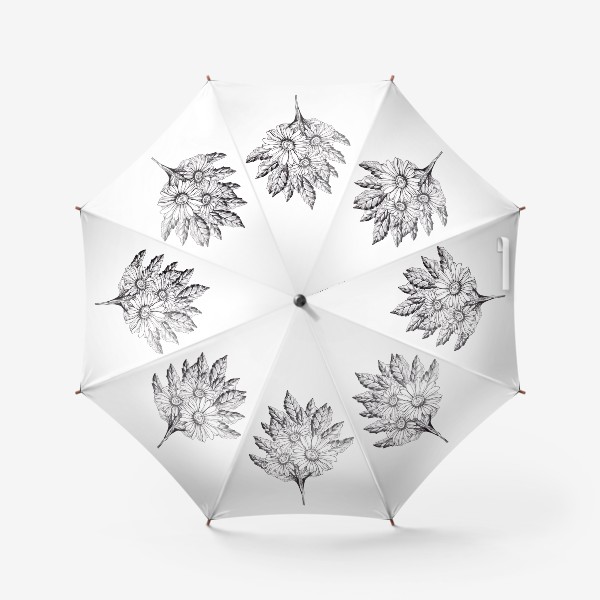 Зонт «Букет ромашек с листьями»