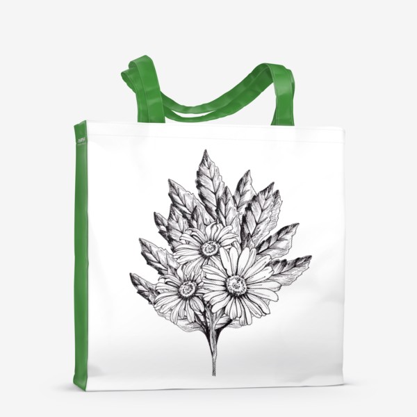 Сумка-шоппер «Букет ромашек с листьями»