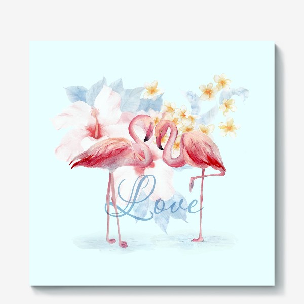 Холст «Влюбленные фламинго»