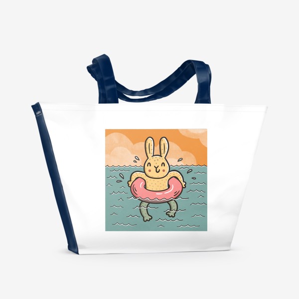 Пляжная сумка «Милый заяц отдыхает на море»