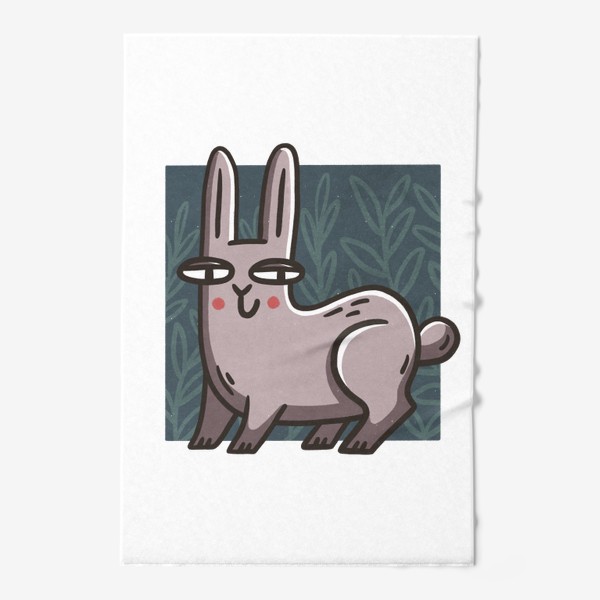 Полотенце «Забавный заяц на фоне листьев и веточек»