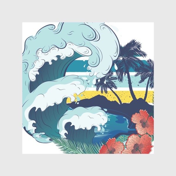 Скатерть «Ретро пляж и морские волны»
