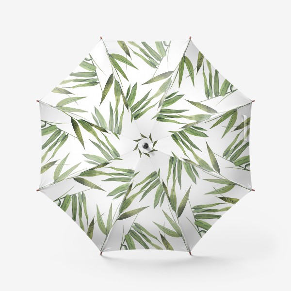 Зонт «Бамбук, веточки, листочки. Акварельный паттерн.»