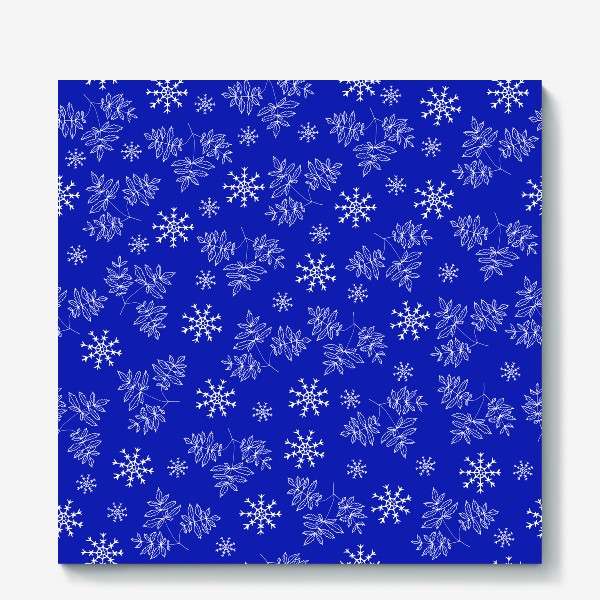 Холст «Снежинки на синем фоне»