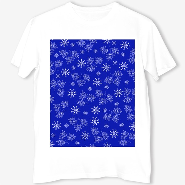Футболка «Снежинки на синем фоне»