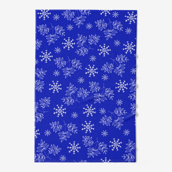 Полотенце «Снежинки на синем фоне»