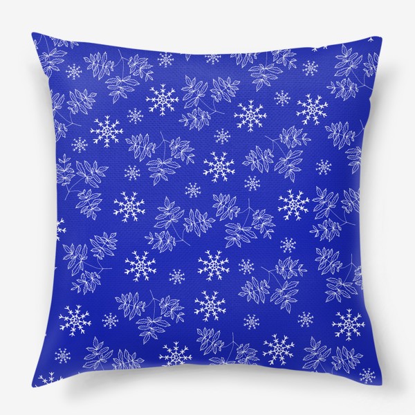 Подушка «Снежинки на синем фоне»