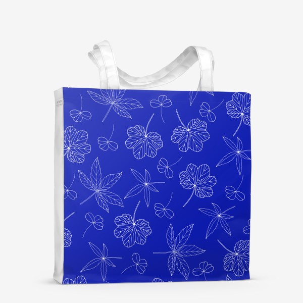 Сумка-шоппер «Ажурные листья на синем фоне»