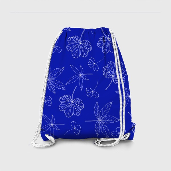 Рюкзак «Ажурные листья на синем фоне»