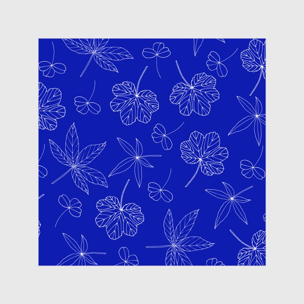 Шторы «Ажурные листья на синем фоне»
