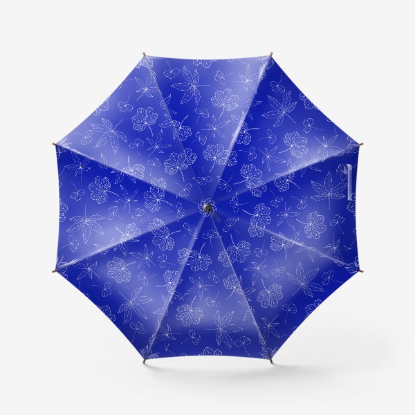 Зонт «Ажурные листья на синем фоне»