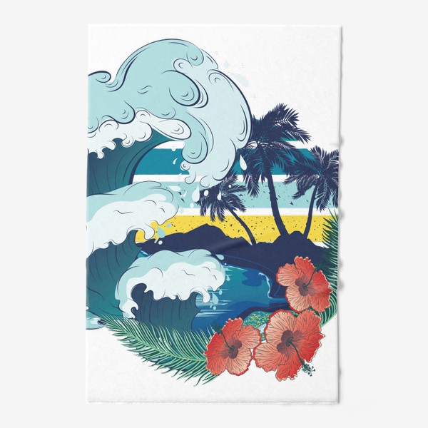 Полотенце «Ретро пляж и морские волны»