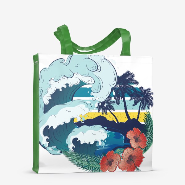 Сумка-шоппер «Ретро пляж и морские волны»