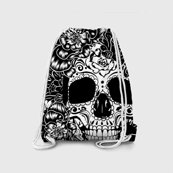 Рюкзак «Сахарный череп в черно-белом цвете»