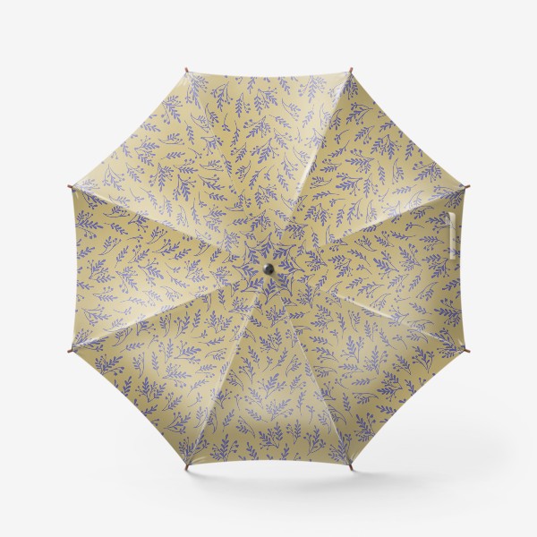 Зонт «Винтажный паттерн с силуэтами растений»