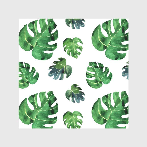 Скатерть «Акварельные листья монстеры тропической на белом»