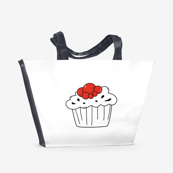 Пляжная сумка «Кекс с красными ягодами»
