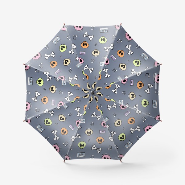 Зонт «Паттерн с черепами на сером фоне»