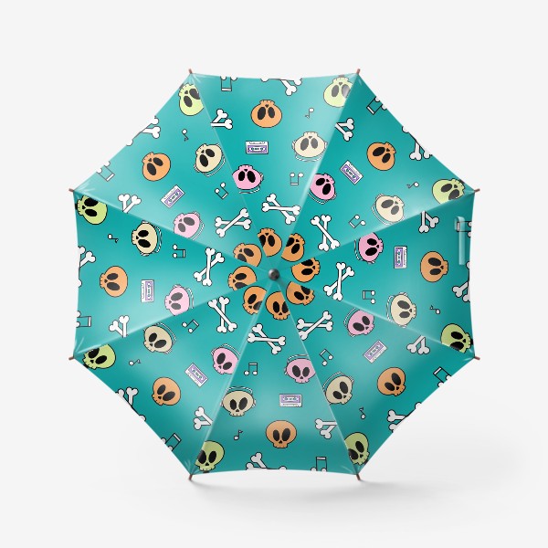 Зонт «Паттерн с черепами на бирюзовом фоне»