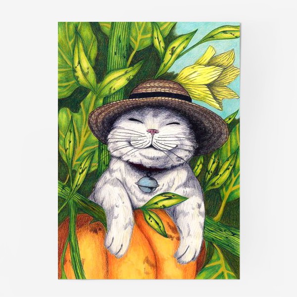 Постер «Кот с тыквой »