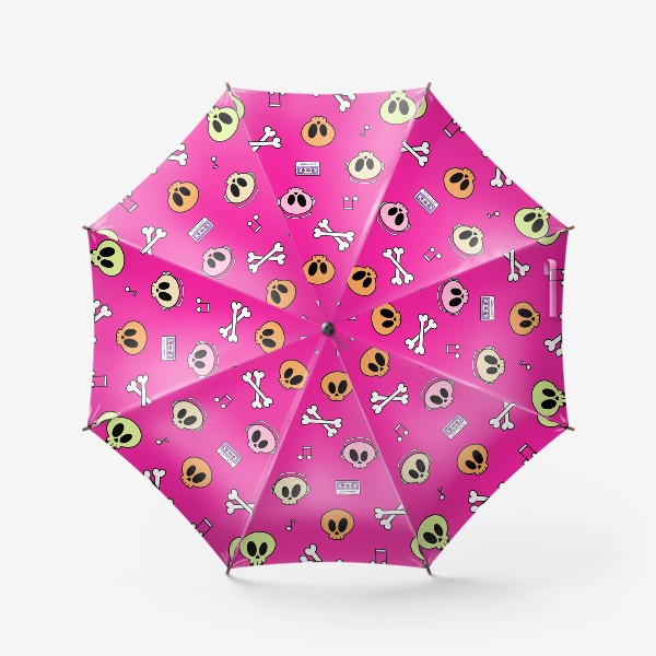 Зонт «Паттерн с черепами на розовом фоне»