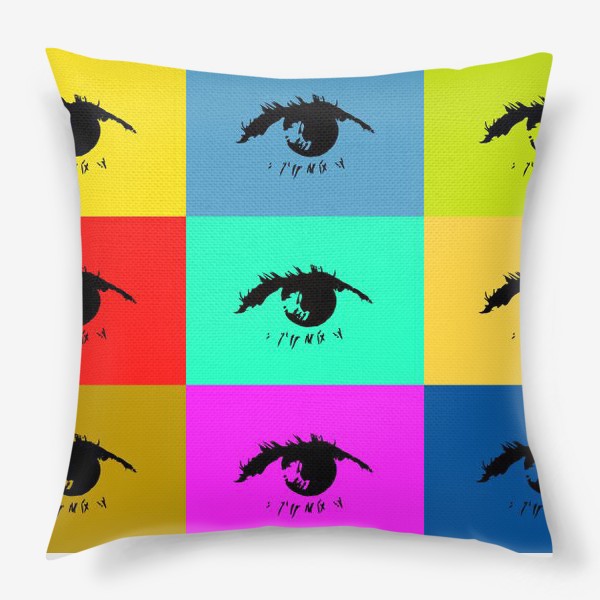 Подушка &laquo;Чёрный глаз на разноцветном фоне в стиле поп-арт&raquo;