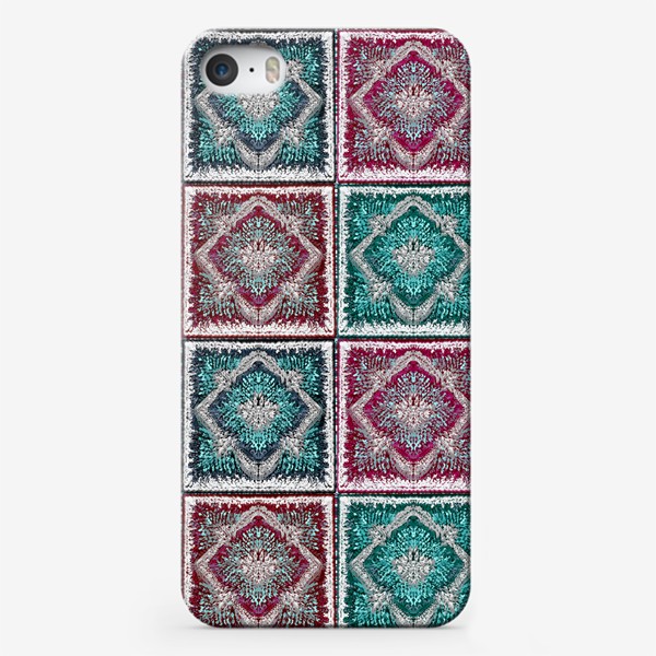 Чехол iPhone «Бабушкины квадраты, вязание, паттерн»