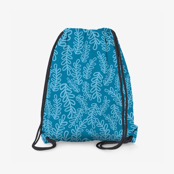 Рюкзак «Голубые веточки на синем, паттерн»