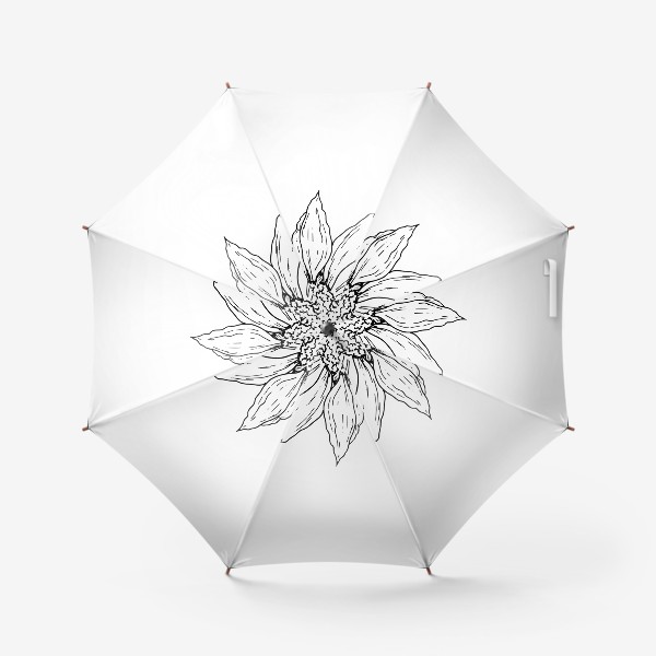 Зонт «цветок подсолнух. ботанический скетч подсолнуха черной линии»