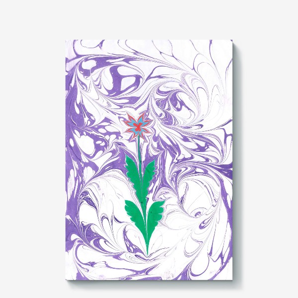 Холст «Delicate wildflower in a whirlwind of lilac-white waves - Нежный полевой цветок в вихре сиренево-белых волн»