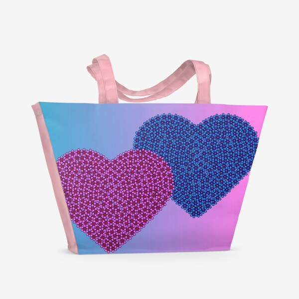 Пляжная сумка «Два любящих сердца из цветов»