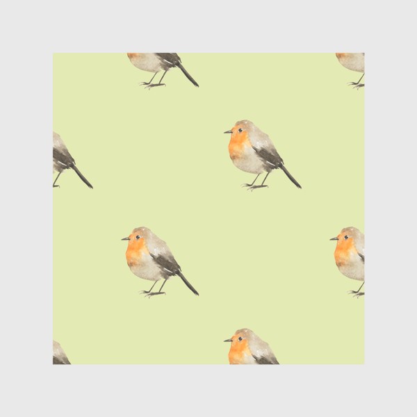Скатерть «Птица малиновка на бежевом, акварельный нежный принт»