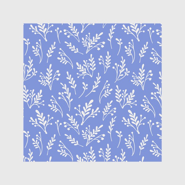 Шторы «Паттерн с силуэтами растений на голубом фоне»