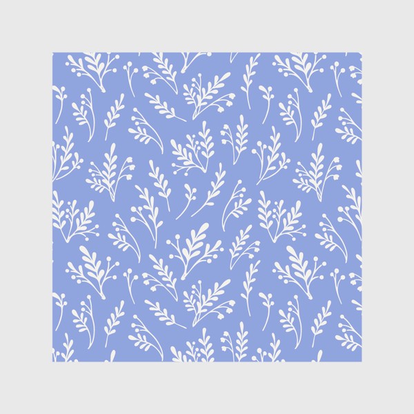 Скатерть «Паттерн с силуэтами растений на голубом фоне»