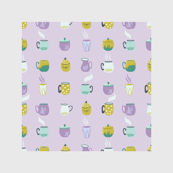 Скатерть «Паттерн с посудой для чая или кофе»