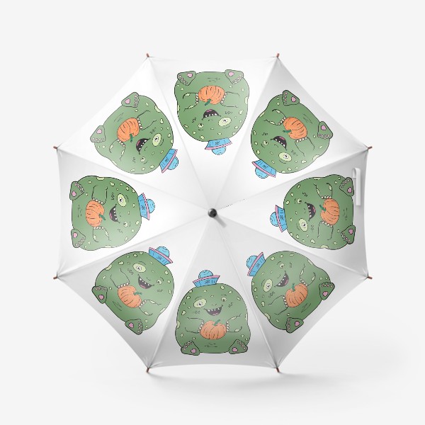 Зонт «Зеленый дино монстр с тыквой»