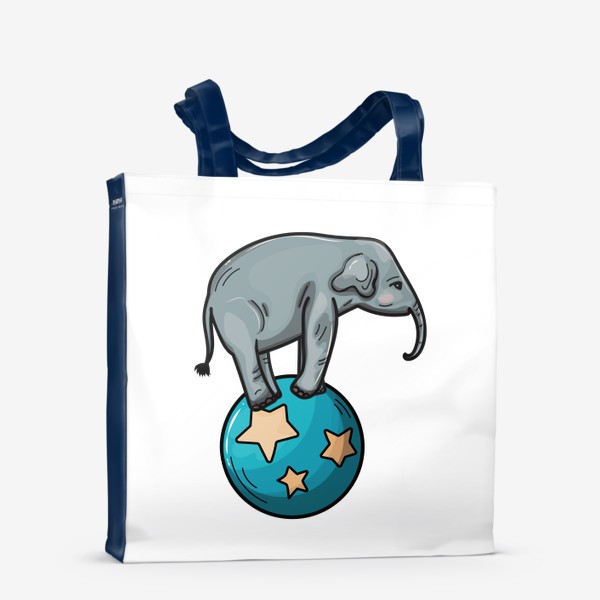 Сумка-шоппер «Цирковой слон на синем шаре»