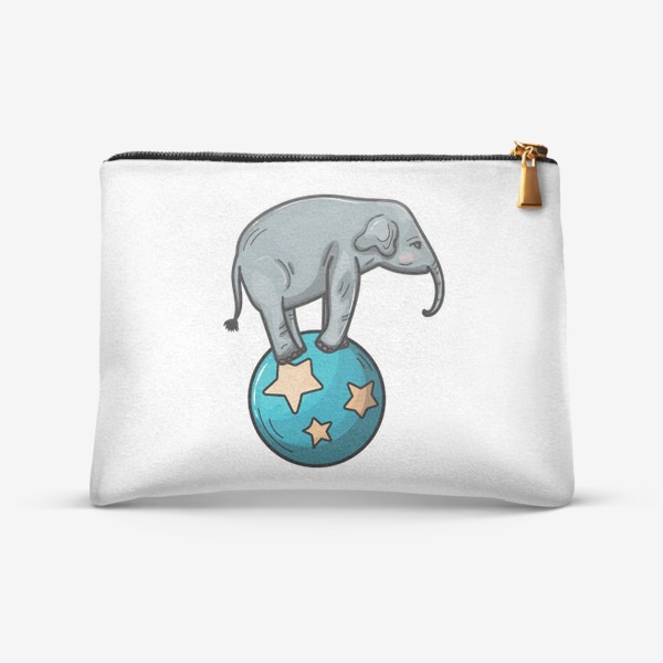 Косметичка «Цирковой слон на синем шаре»