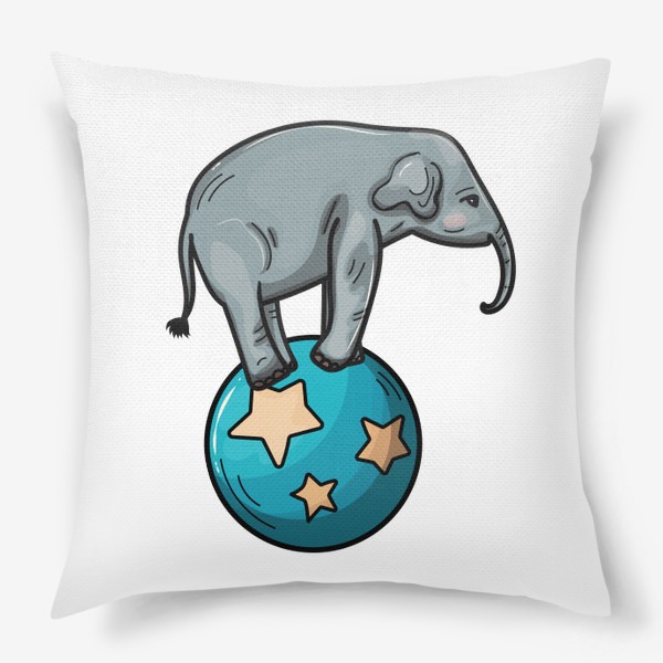 Подушка «Цирковой слон на синем шаре»