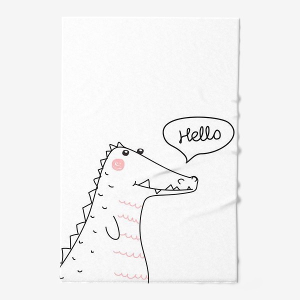 Полотенце «Динозавр, крокодил, нарисованный в одну линию»