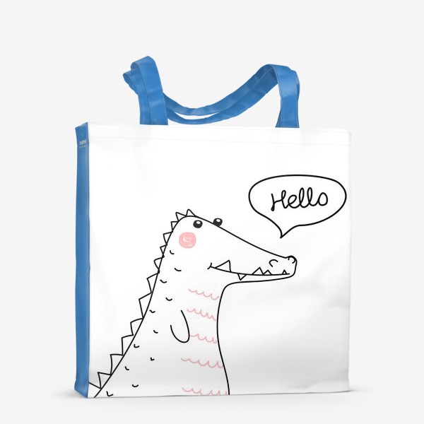 Сумка-шоппер &laquo;Динозавр, крокодил, нарисованный в одну линию&raquo;