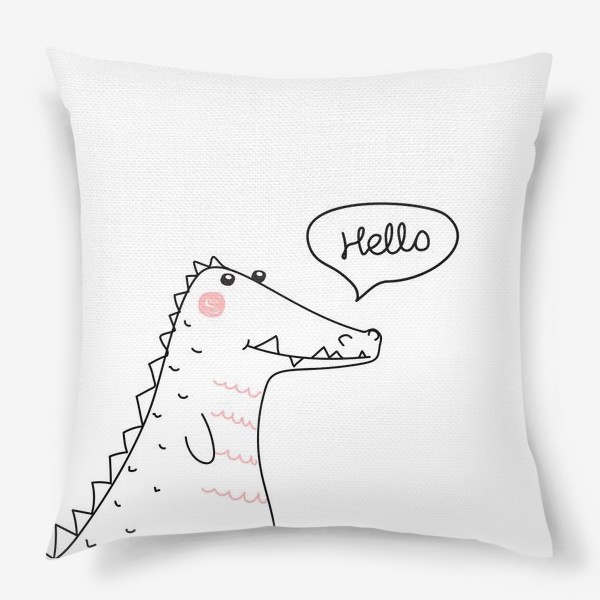 Подушка «Динозавр, крокодил, нарисованный в одну линию»