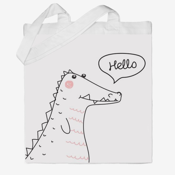 Сумка хб &laquo;Динозавр, крокодил, нарисованный в одну линию&raquo;