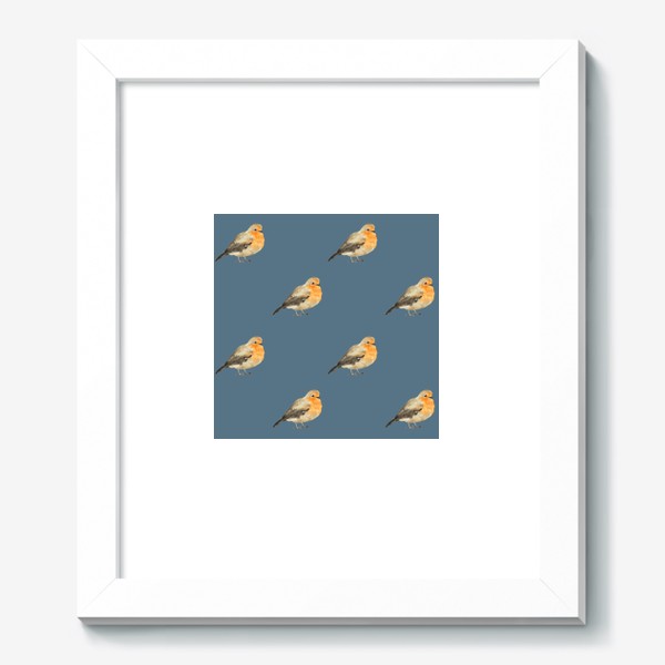Картина «Акварельная птица малиновка на серо-голубом»