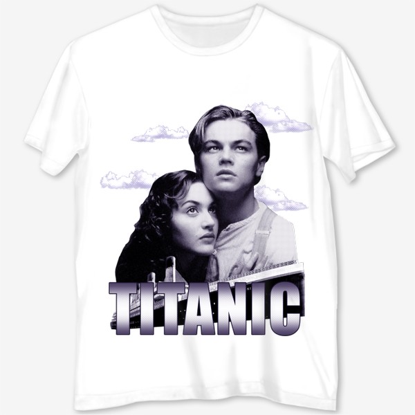 Футболка с полной запечаткой «Титаник. Та самая футболка из 90х. Леонардо ДиКаприо. Кейт Уинслет. Titanic. 1990»