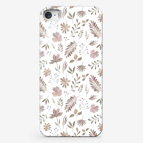 Чехол iPhone «Цветы Сухоцветы и Веточки пастельные бежевые розовые»