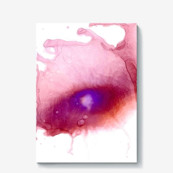 Холст «Amazing violet eye in the pink - Изумительный фиолетовый глаз в розовом космическом всплеске с бордовым градиентом»