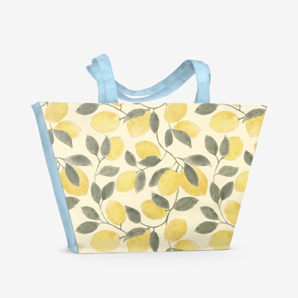Пляжная сумка «Лимоны, Узор лимонная ветвь крупная»