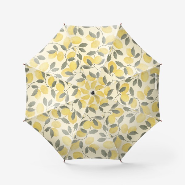 Зонт «Лимоны, Узор лимонная ветвь крупная»