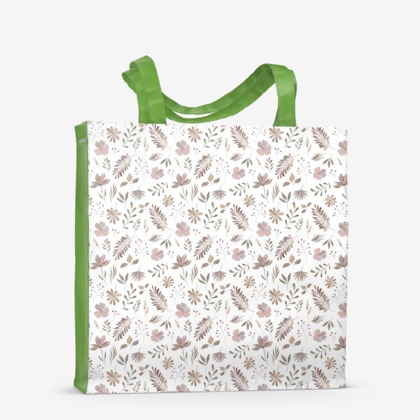 Сумка-шоппер «Цветы Сухоцветы и Веточки пастельные бежевые розовые»